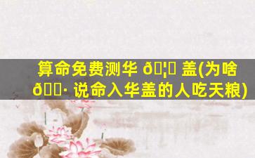 算命免费测华 🦄 盖(为啥 🕷 说命入华盖的人吃天粮)